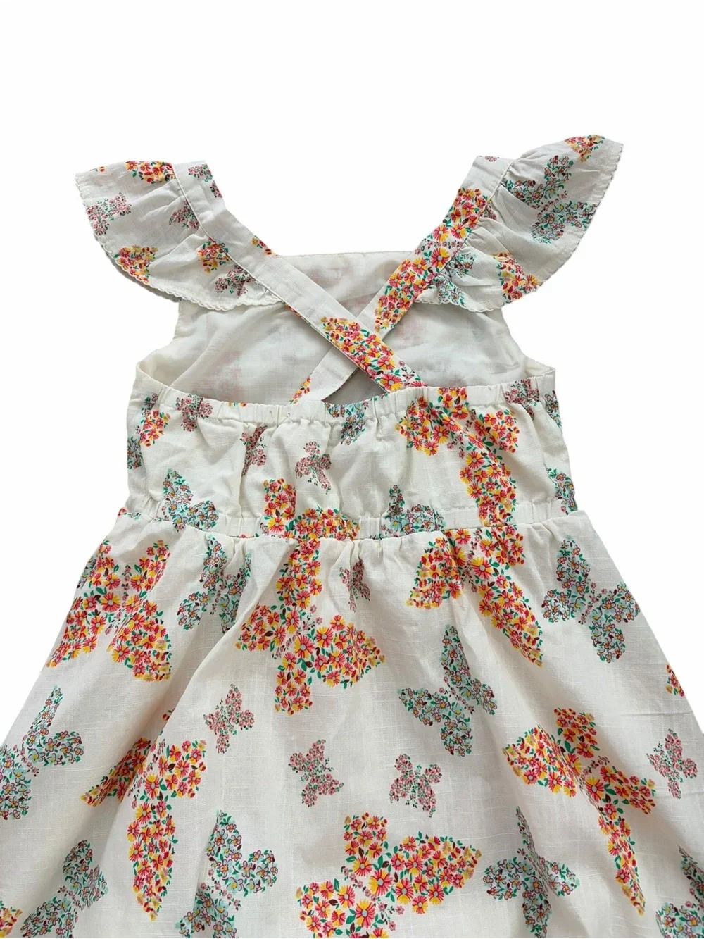 Haute Hippie White Butterfly Floral Ruffle Dress